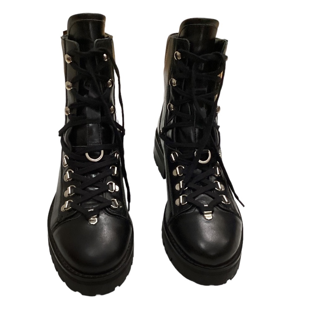 NWT All Saints Franka Leather Hiking Combat Boots in Black Size 9 - Picture 9 of 16